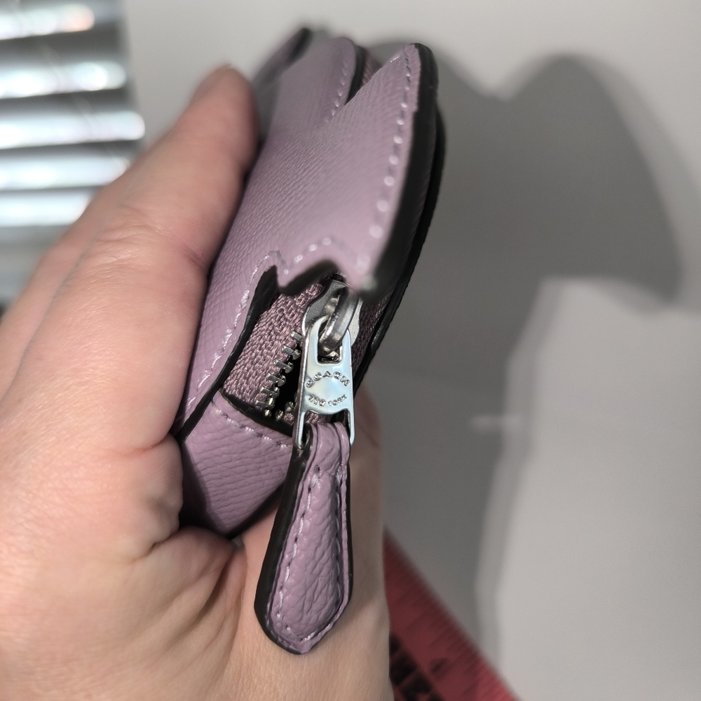 Coach Halloween Bat Coin Card Case Lilac Crossgrain Leather - Picture 9 of 16